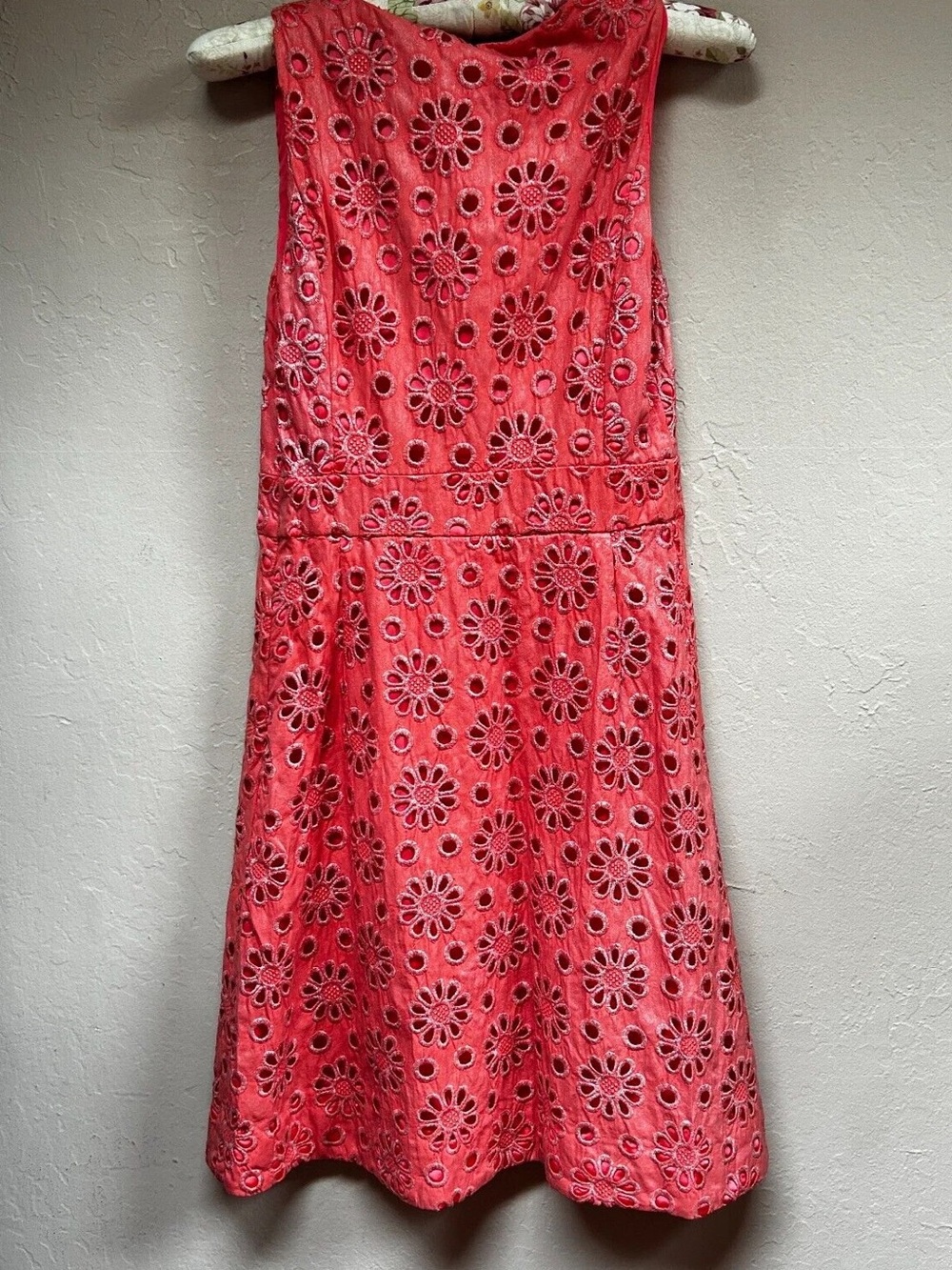 Maeve Coral Eyelet A-Line Sleeveless Dress